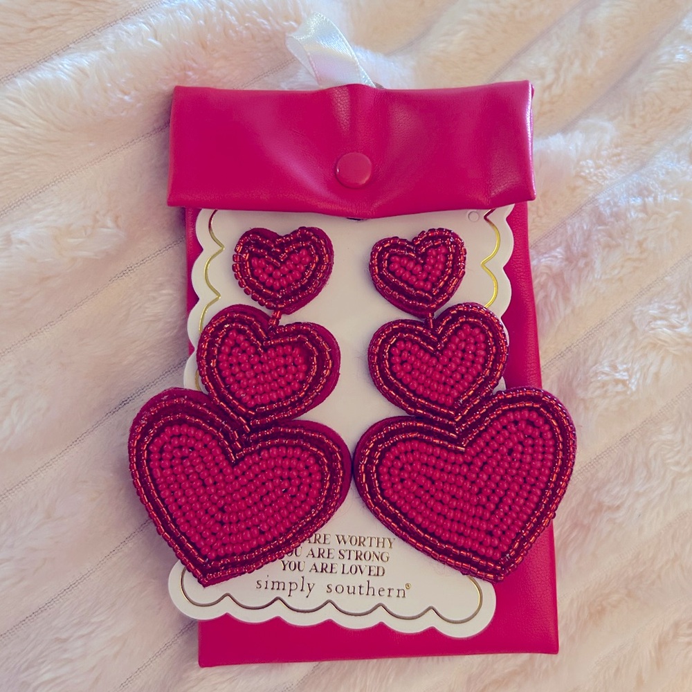 Simply Southern beaded earrings Triple Hearts